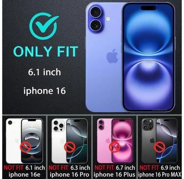 Alt view image 2 of 6 - for iPhone 16 Case Military Grade 3 in 1 Heavy Duty Shockproof/Drop Proof/Dust Proof Case with 2Pcs Tempered Glass Screen Protector (Black/Grey)