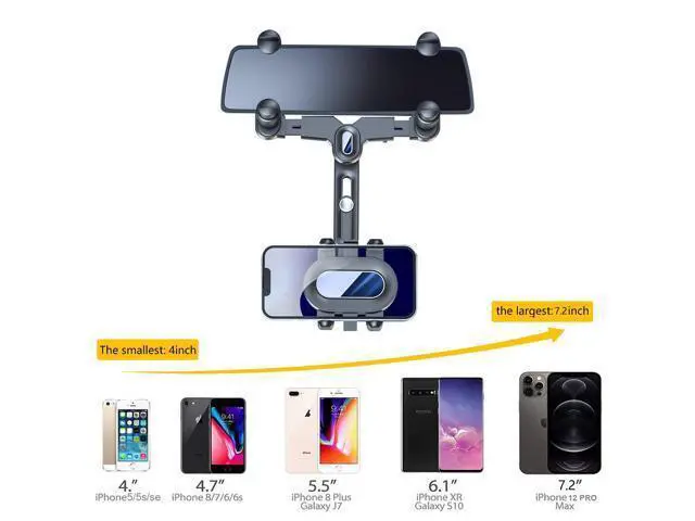 Alt view image 6 of 7 - SOEWIOU Car Rearview Mirror Navigation Phone Holder, 360 Rotatable and Retractable, for iPhone, Samsung Galaxy & All Smartphones