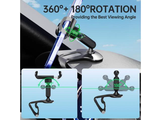 Alt view image 3 of 6 - SOEWIOU Phone Mount for Car Dashboard, 360 Degree Rotation Universal Cell Phone Holder for Car Clip Mount Stand Suitable for 4 to 7" Smartphones (Standard Black)