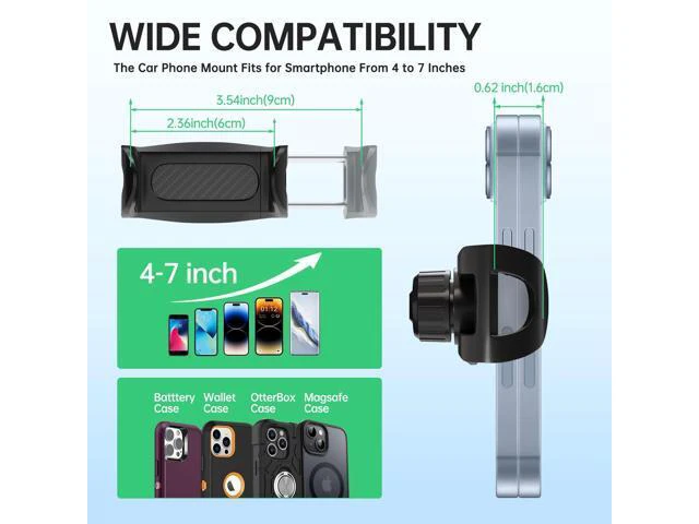 Alt view image 5 of 6 - SOEWIOU Phone Mount for Car Dashboard, 360 Degree Rotation Universal Cell Phone Holder for Car Clip Mount Stand Suitable for 4 to 7" Smartphones (Standard Black)