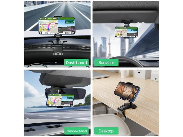 Alt view image 6 of 6 - SOEWIOU Phone Mount for Car Dashboard, 360 Degree Rotation Universal Cell Phone Holder for Car Clip Mount Stand Suitable for 4 to 7" Smartphones (Standard Black)