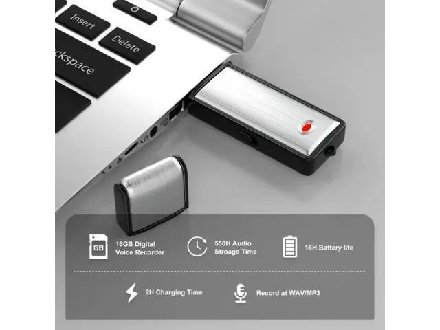 Alt view image 4 of 6 - 16G Voice Recorder, Digital Audio Recorder with 550 Hours Recording Capacity Noise Reduction USB Recording Device Rechargeable Voice Recorder for Lecture,Interview,Meeting Class