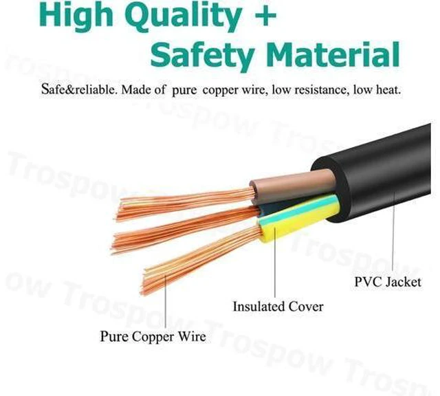 Alt view image 3 of 5 - Power Cord Replacement for Power Smokeless Grill XL Model PG1500XL 070172143 3 Prong 8.2ft AC Power Cord Cable