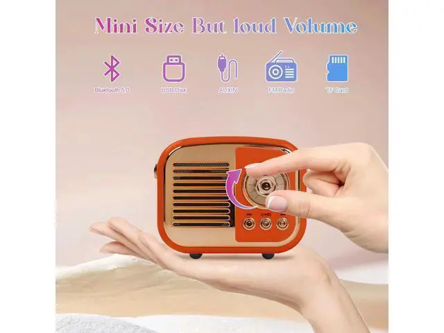 Alt view image 3 of 7 - Aresrora Retro Bluetooth Speaker, Vintage Wireless Speaker,Portable Mini Radio Old Fashion Style for Room Decor Kitchen Desk Bedroom Office,Supports TWS Pairing for iPhone,Android Devices (Orange)
