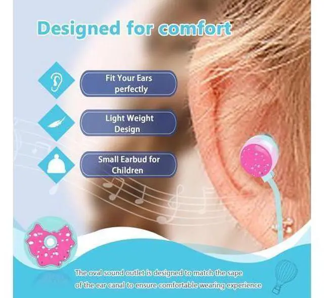 Alt view image 2 of 7 - Cute Donut Earbuds for Kids Kid Size Wired Earbud & in-Ear Headphones with Microphone and Lovely Earphones Storage Case Gifts for School Girls and Boys (Sky Blue)