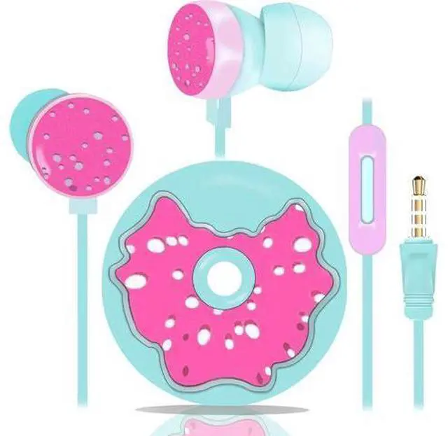 Main image of Cute Donut Earbuds for Kids Kid Size Wired Earbud & in-Ear Headphones with Microphone and Lovely Earphones Storage Case Gifts for School Girls and Boys (Sky Blue)