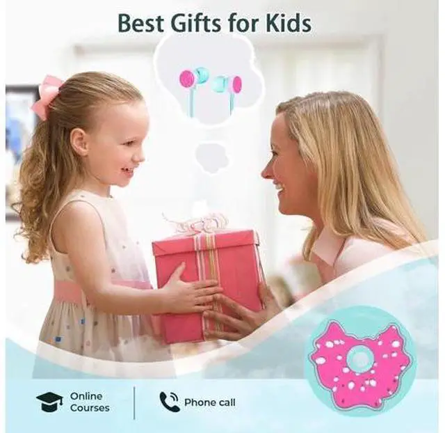 Alt view image 6 of 7 - Cute Donut Earbuds for Kids Kid Size Wired Earbud & in-Ear Headphones with Microphone and Lovely Earphones Storage Case Gifts for School Girls and Boys (Sky Blue)