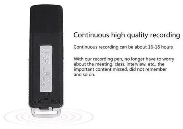 Alt view image 5 of 6 - 32G/16G/8G/4G Digital Voice Recorder Mini Voice Activated Recorders Security Mini USB Flash Drive Recording Dictaphone 70Hr Capacity: 32GB