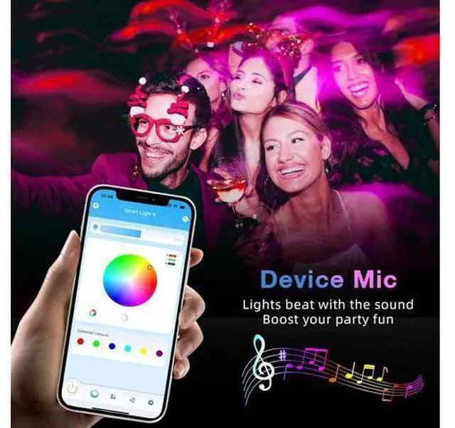 Alt view image 3 of 7 - 50ft Bluetooth LED Strip Lights Music Sync 5050 LED Light Strip RGB Color Changing LED Lights Strip with Phone Remote LED Lights for Bedroom Kitchen TV Party TIKTOK DIY (APP+Remote +Mic)