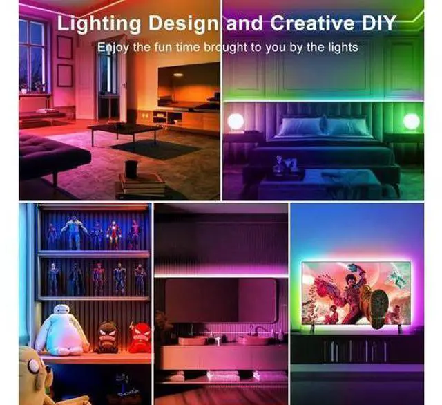 Alt view image 5 of 7 - 50ft Bluetooth LED Strip Lights Music Sync 5050 LED Light Strip RGB Color Changing LED Lights Strip with Phone Remote LED Lights for Bedroom Kitchen TV Party TIKTOK DIY (APP+Remote +Mic)