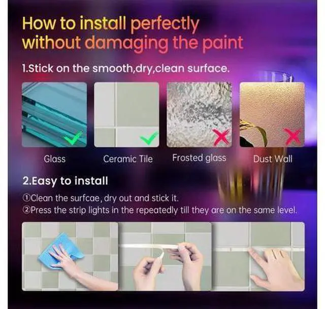 Alt view image 6 of 7 - 50ft Bluetooth LED Strip Lights Music Sync 5050 LED Light Strip RGB Color Changing LED Lights Strip with Phone Remote LED Lights for Bedroom Kitchen TV Party TIKTOK DIY (APP+Remote +Mic)