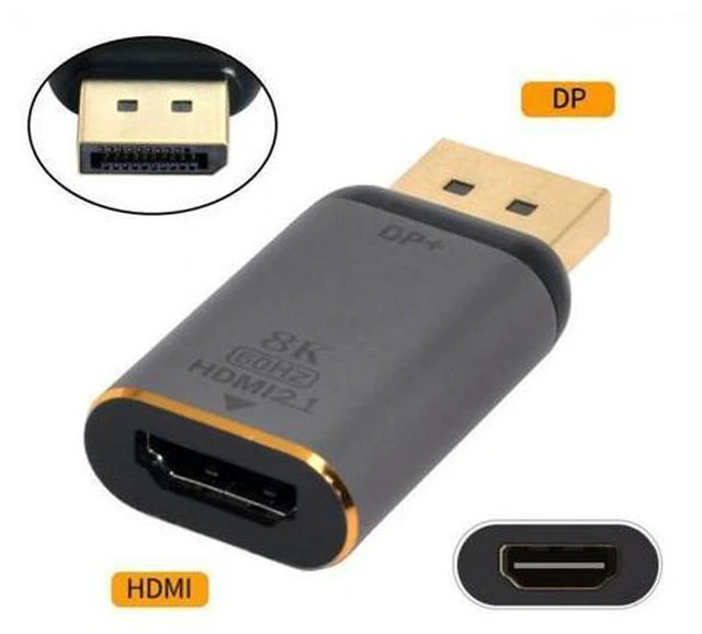 Alt view image 3 of 7 - Jimier DisplayPort 1.4 Source to HDMI 2.0 Display 8K 60hz UHD 4K DP to HDMI Male Monitor Adapter Connector