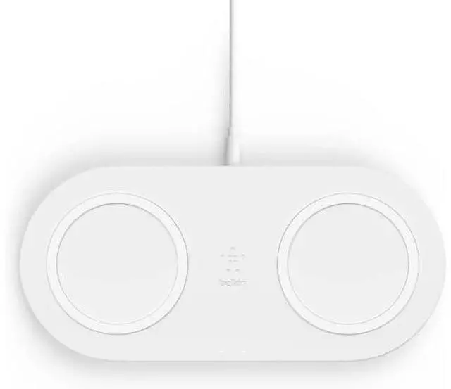 Main image of Quick Charge Dual Wireless Charging Pad - 10W Qi-Certified Charger Pad for iPhone Airpods & More - Charge While Listening to Music Streaming Videos & Video Calls - White