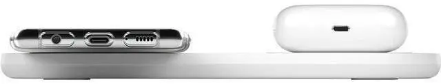 Alt view image 7 of 7 - Quick Charge Dual Wireless Charging Pad - 10W Qi-Certified Charger Pad for iPhone Airpods & More - Charge While Listening to Music Streaming Videos & Video Calls - White