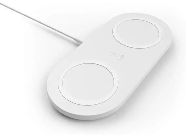 Alt view image 5 of 7 - Quick Charge Dual Wireless Charging Pad - 10W Qi-Certified Charger Pad for iPhone Airpods & More - Charge While Listening to Music Streaming Videos & Video Calls - White