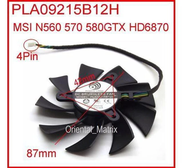 Main image of DC BRUSHLESS FAN PLA09215B12H 12V 0.55A 87mm VGA Fan For MSI N560 570 580GTX HD6870 Graphics Card Cooling Fan 4Wire 4Pin