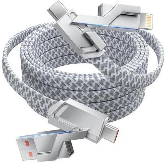 Main image of 4 in 1 Charging Cable 5FT -MAX 66W Fast Charging Multi Charging Cable for All Devices USB A/C to C/Lightning Cable Multiple iPhone Charger Cord for iPhone 16/15/14/13/iPad/Android/Tablets and More