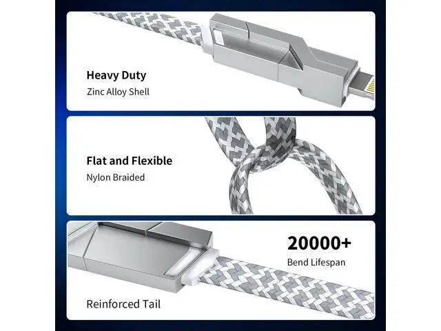 Alt view image 7 of 7 - 4 in 1 Charging Cable 5FT -MAX 66W Fast Charging Multi Charging Cable for All Devices USB A/C to C/Lightning Cable Multiple iPhone Charger Cord for iPhone 16/15/14/13/iPad/Android/Tablets and More