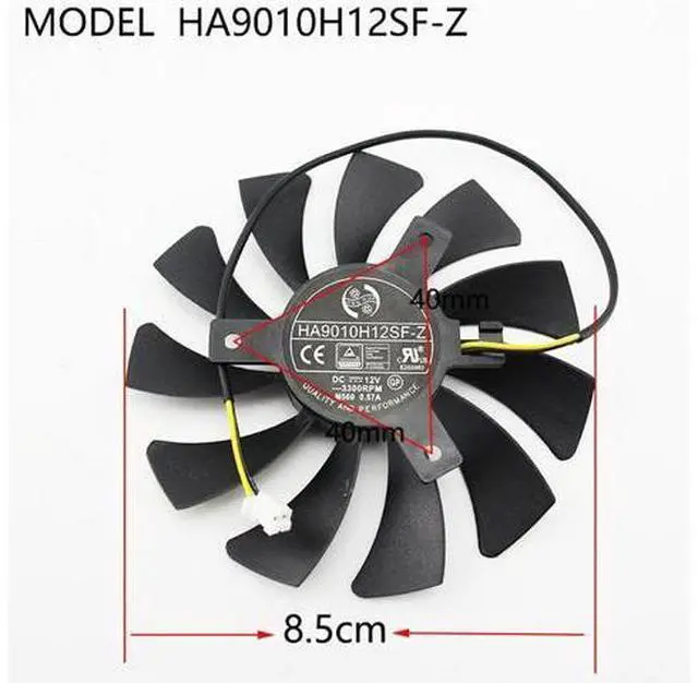 Main image of Graphics Card Fan 12V 0.57A 2Pin 85mm for MSI RX560 GTX1050/1050ti AERO ITX GPU Cooling Fan Cooler HA9010H12F-Z