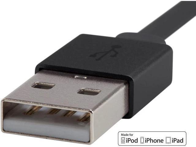 Alt view image 4 of 6 - Flat MFi Certified Lightning to USB Type-A Charging Cable 3 Feet Black - Premium Series