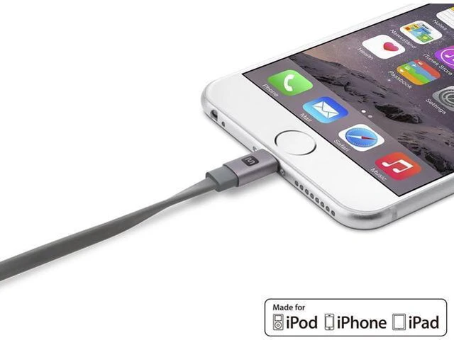Alt view image 6 of 6 - Flat MFi Certified Lightning to USB Type-A Charging Cable 3 Feet Black - Premium Series