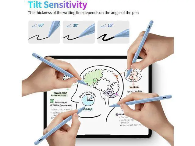 Alt view image 6 of 7 - Stylus Pen for iPad Fast Charging Pencil for Pad with Palm Rejection Tilt Sensitivity for iPad 6-10 Pro 11/12.9/M4 Air 3/4/5/M2 Mini 5/6 Purple