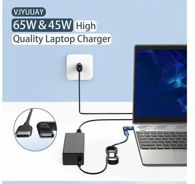Alt view image 2 of 7 - Charger Compatible with Laptop Computer-2 Tips 65W 45W USB C Laptop Charger and Round Tip 4.0 * 1.7mm IdeaPad AC Adapter