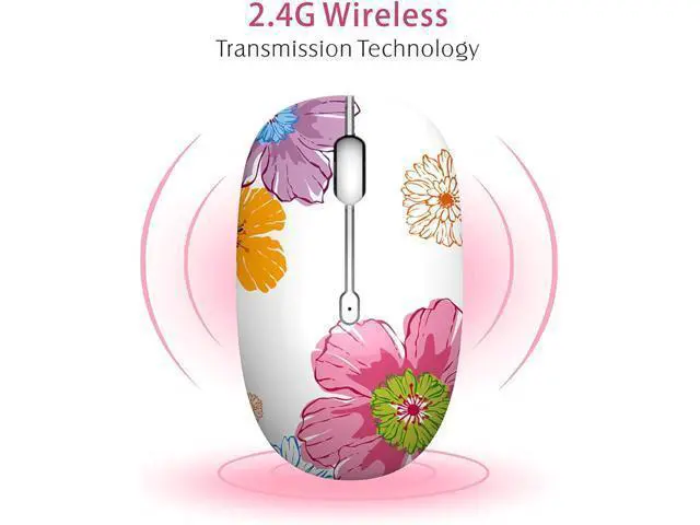 Alt view image 3 of 7 - M101 Wireless Mouse Cute Silent Computer Mice with USB Receiver 2.4G Optical Wireless Travel Mouse 1600 DPI for Laptop Notebook PC Computer (Flower)