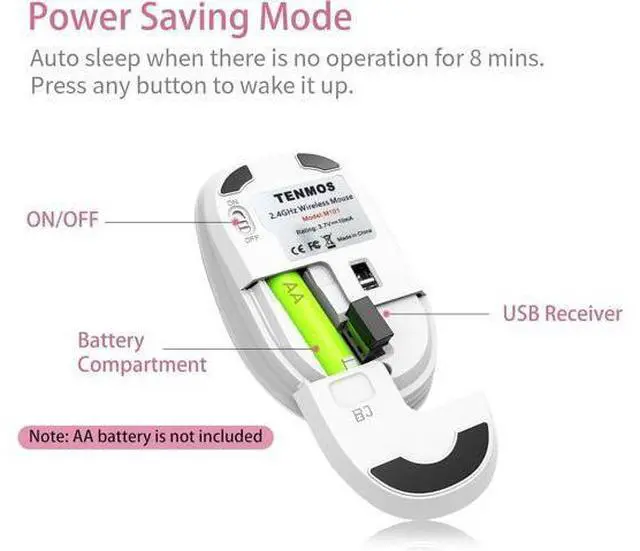 Alt view image 6 of 7 - M101 Wireless Mouse Cute Silent Computer Mice with USB Receiver 2.4G Optical Wireless Travel Mouse 1600 DPI for Laptop Notebook PC Computer (Flower)