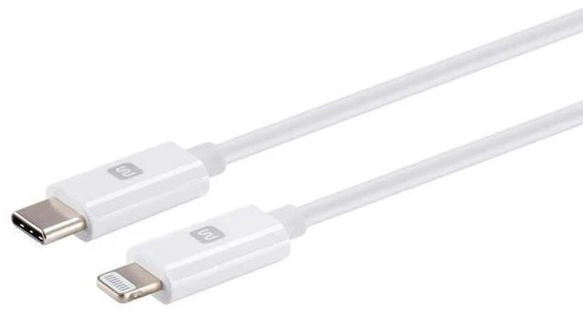 Alt view image 2 of 6 - Essential MFi Certified Lightning to USB-C Charging Cable - Gold Plated 1.5 Feet White