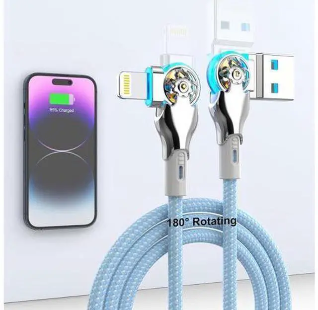 Main image of Bidirectional 90 Degree iPhone Charging Cable 6FT Left&Right Angle USB to Lightning Cable High Speed Data Sync Lightning Charger Cord for iPhone 14/13/12/11/Pro/Max/XS/MAX/XR/XS/X/8/7/Plus/6S