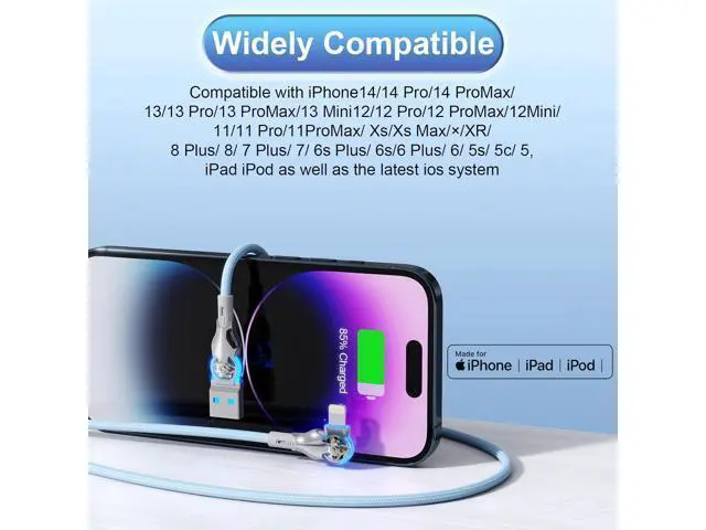 Alt view image 5 of 7 - Bidirectional 90 Degree iPhone Charging Cable 6FT Left&Right Angle USB to Lightning Cable High Speed Data Sync Lightning Charger Cord for iPhone 14/13/12/11/Pro/Max/XS/MAX/XR/XS/X/8/7/Plus/6S
