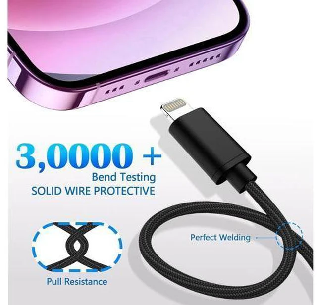 Alt view image 5 of 7 - MFi Certifiedfor 15ft Braided Lightning Cable 1 Pack Nylon Long iPhone Charger Cord with PD 27W Fast Charging 5M Extra Long Durable Tangle-Free Charging Cable for iPhone iPad Bedside Home Office