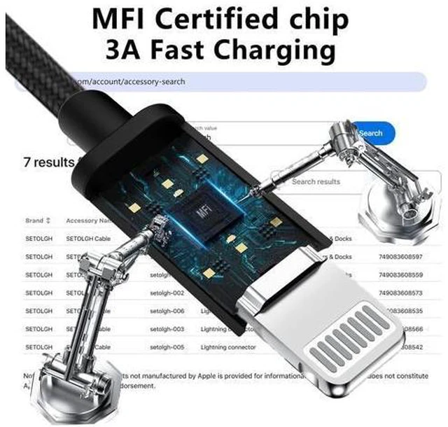 Alt view image 4 of 7 - MFi Certifiedfor 15ft Braided Lightning Cable 1 Pack Nylon Long iPhone Charger Cord with PD 27W Fast Charging 5M Extra Long Durable Tangle-Free Charging Cable for iPhone iPad Bedside Home Office