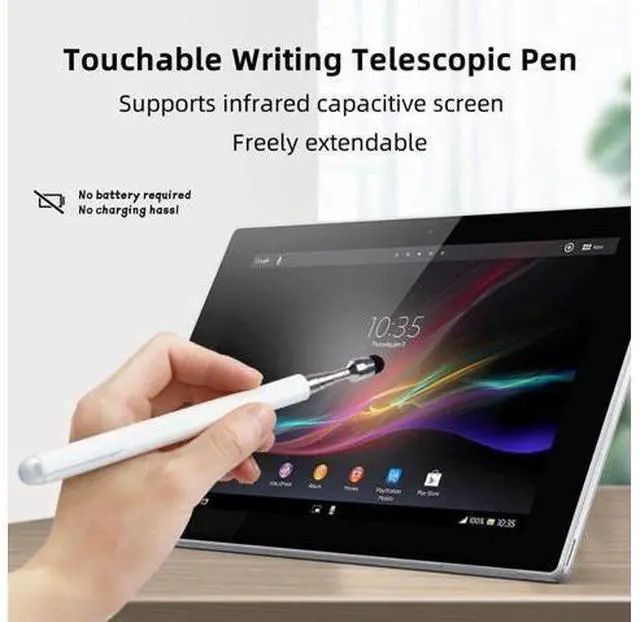 Alt view image 2 of 6 - Universal Telescopic Stylus Pen for Touch Screens Retractable Pointer Stick & Stylus with Special Flocking Tip Extendable High Precision & Soft Stylus Pen for Touch Screens (Blue)