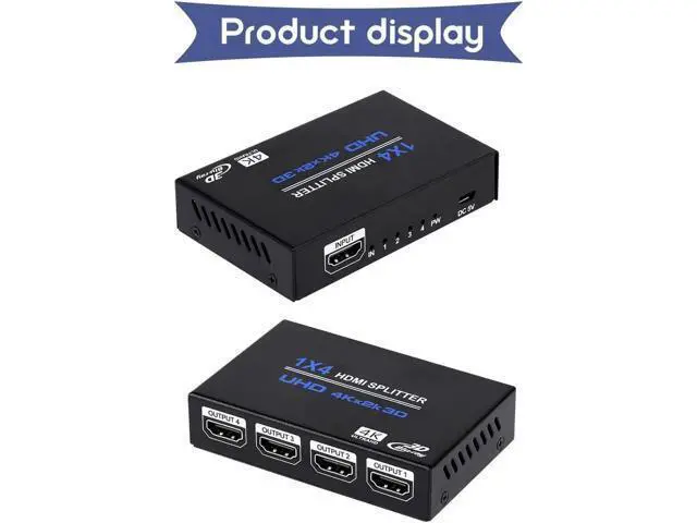 Alt view image 5 of 7 - WISDUM 1x4 HDMI Splitter, 1 in 4 Out HDMI Splitter Audio Video Distributor Box Support 3D & 4K x 2K Compatible for HDTV, STB, DVD, PS3, Projector Etc