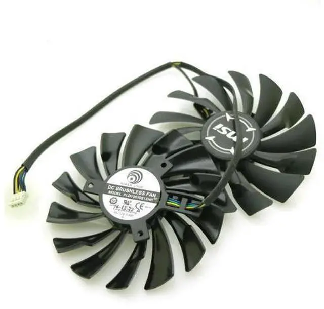 Alt view image 3 of 6 - 2pcs/lot PLD10010S12HH DC12V 0.40A 95mm VGA Fan 4Pin For MSI GTX1060 GTX1070 Graphics Card Fan