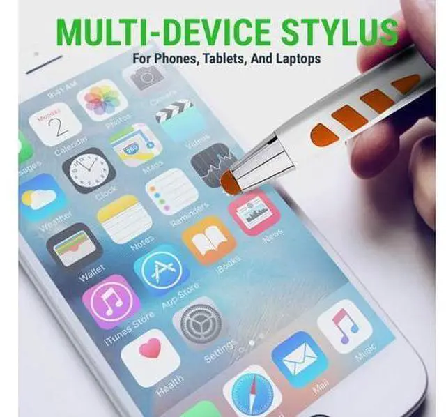 Alt view image 4 of 7 - Stylus Pens - 2 in 1 Touch Screen & Writing Pen Sensitive Stylus Tip - for Most Touchscreen Devices - Assorted Barrel Colors Black Ink 7 Pack
