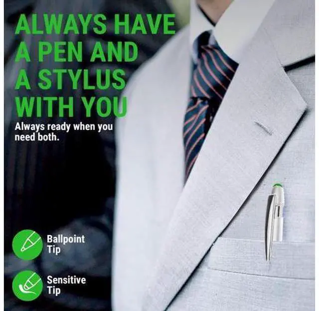 Alt view image 7 of 7 - Stylus Pens - 2 in 1 Touch Screen & Writing Pen Sensitive Stylus Tip - for Most Touchscreen Devices - Assorted Barrel Colors Black Ink 7 Pack