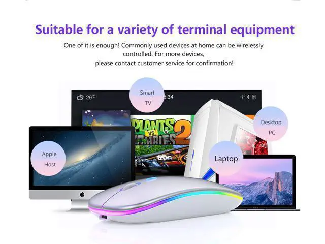 Alt view image 7 of 7 - Silent LED Backlit Mice USB Optical Ergonomic Gaming Mouse Rechargeable Mouse Wireless PC Computer Mouse Gamer Mouse For Laptop