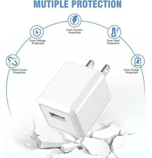 Alt view image 5 of 7 - iPhone Charger 2Pack 6FT USB Wall Charger Fast Charging USB Cable Charging Cube Travel Plug Block with 6Foot Fast Cuble Lightning Cable Cord for iPhone 14 13 12 11 Pro Max XS XR X 8 7 SE2022 iPad