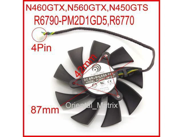 Alt view image 4 of 6 - PLA09215B12H 12V 0.55A 87mm 4Wire 4Pin For MSI N460GTX N560GTX N450GTS R6770 Graphics Card Cooling Fan