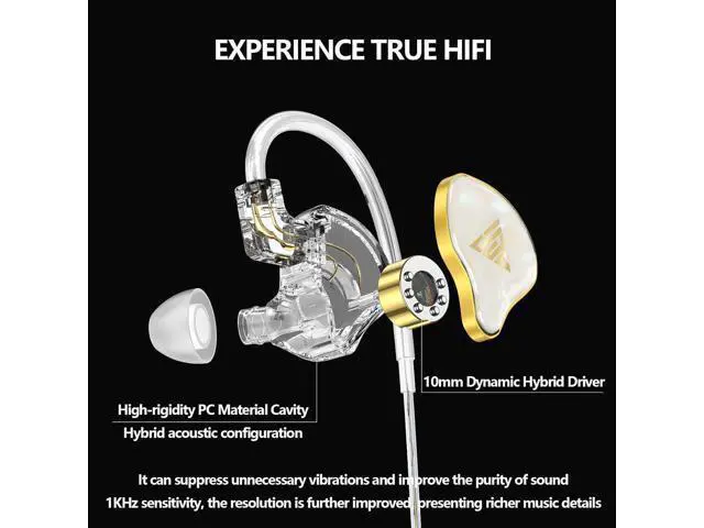 Alt view image 2 of 7 - in Ear Monitor HiFi Headphones with Dual Magnetic Dynamic Driver Hybrid Banlance Armature with Dynamic in Ear Headphones IEM Earphones Gaming Earbuds (Without mic)