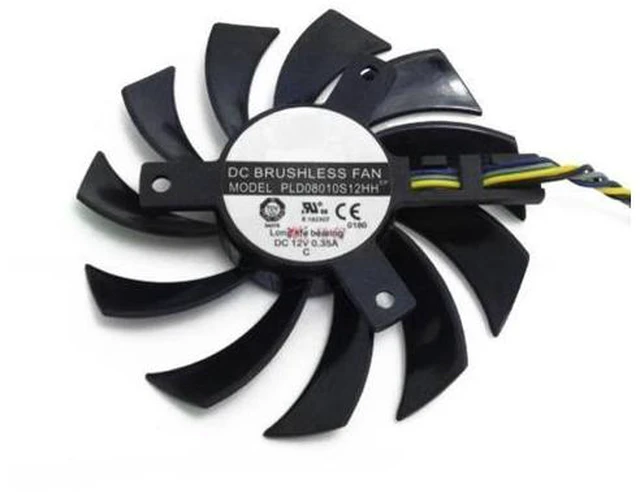 Alt view image 3 of 7 - PLD08010S12HH 12V 0.35A 75mm 4Pin For MSI R6750 HD6750 DDR5.DX11 HD5750 Graphics Card Cooling Fan