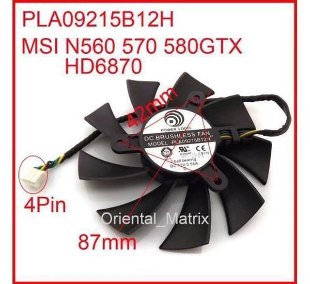 Main image of PLA09215B12H 12V 0.55A 87mm 4Wire 4Pin For MSI N560 570 580GTX HD6870 Graphics Card Cooling Fan