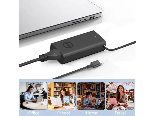 Alt view image 7 of 7 - New 65W USB C Laptop Charger for Laptop Charger USB C Charger for Latitude 3340 3440 3540 5420 5430 5440 5520 7430 7420 7440 XPS 13 9360 Chromebook 3100 Type C AC Power Adapter Cord