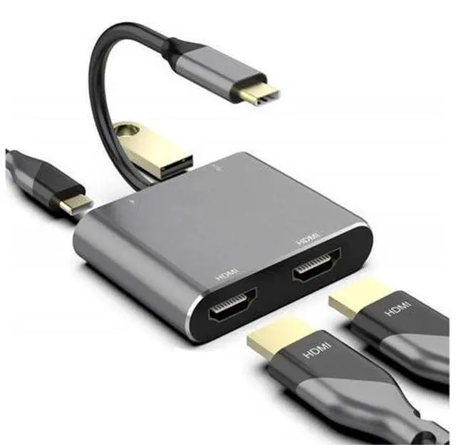 Main image of Type C To Dual HDMI-Compatible USB 3.0 PD Converter 4 In 1 USB C Dock Station Hub 4K Adapter Cable for Phone Macbook Laptop TV