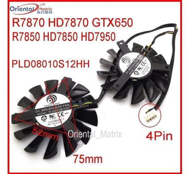 Main image of 2pcs/lot PLD08010S12HH 12V 0.35A 75mm For MSI Hawk Twin Frozr GTX650 HD7950 R7870 HD7870 Cooling Fan