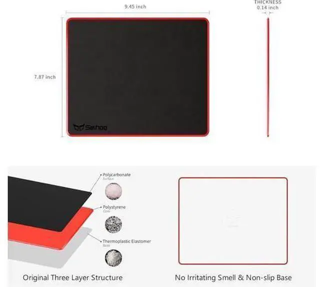 Alt view image 2 of 7 - Mouse Pad Resin Hard Surface Mouse Mat Polymer Silicone Bottom Gaming Mousepad No Smell Waterproof for Games Office 24 x 20cm (9.5 x 7.8in)