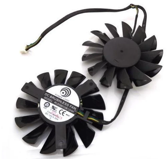Alt view image 6 of 6 - 2pcs/lot PLD08010S12HH 12V 0.35A 75mm For MSI Hawk Twin Frozr GTX650 HD7950 R7870 HD7870 Cooling Fan